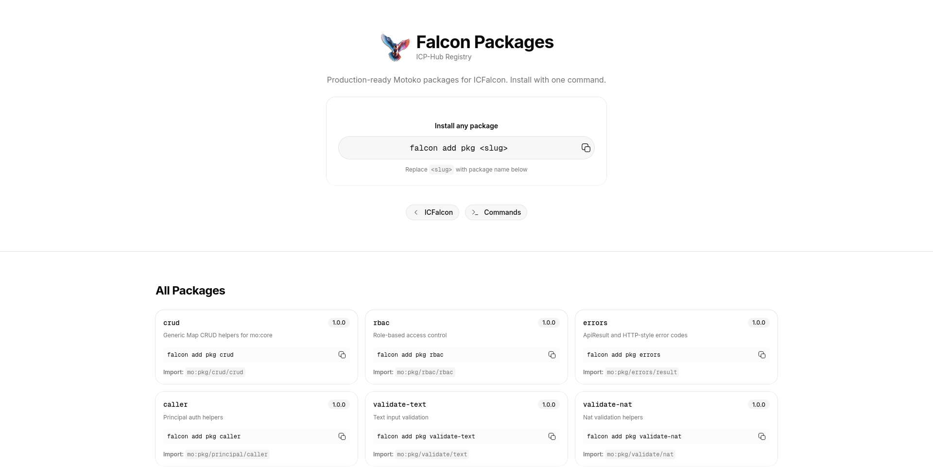 ICFalcon packages